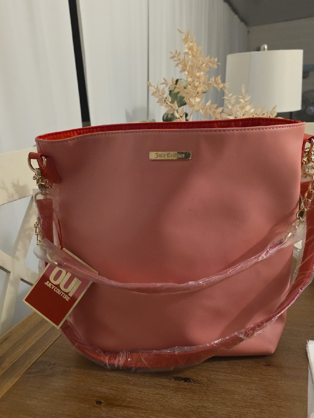 Juicy Couture Coral Pink Shoulder/ Tote Bag with Gold Accents